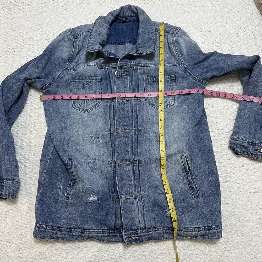 Dear John Distressed Oversized Denim Jean Jacket Women’s Size L - Picture 7 of 8